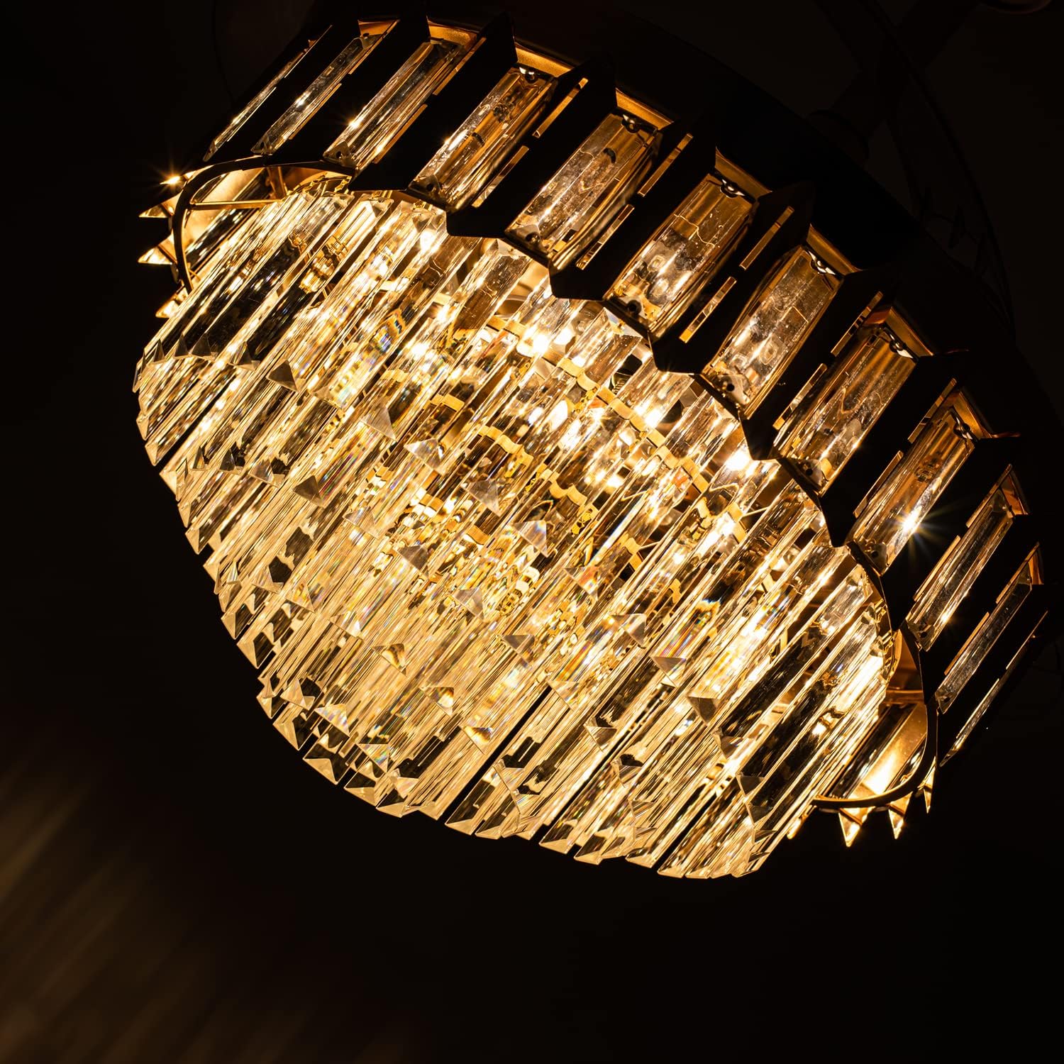 42 Inch Chandelier Ceiling Fan Modern Crystal Ceiling Fan with Lights Remote Control 6 Speed 3 Color Dimmable Silent Luxury Fandelier with Retractable Blades for Living Room Bedroom Decoration Gold