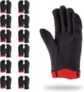 Fleece Lined Jersey Gloves, Brown Cotton Polyester Work Gloves, Open Cuff Reusable Glove