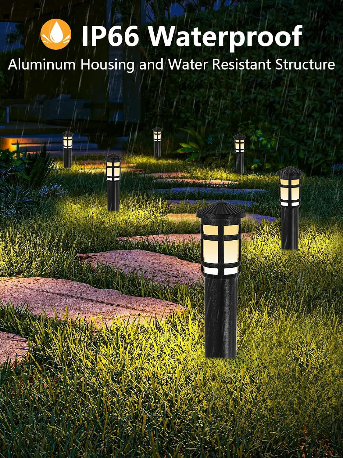 ZUCKEO Low Voltage Landscape Pathway Lights 5W Outdoor Landscape Lighting, 12-24V 3000K Aluminum Wired LED Bollard Path Lights Waterproof for Walkway Yard Garden, 12Pack