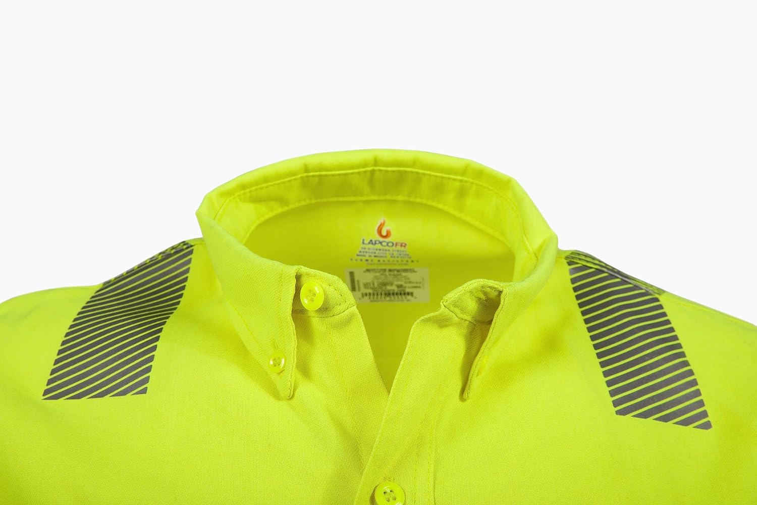 LAPCO FR Modern Hi-Viz Uniform Shirt, Class 3, 5oz. Tecasafe One, Hi-Viz Yellow, Small Long