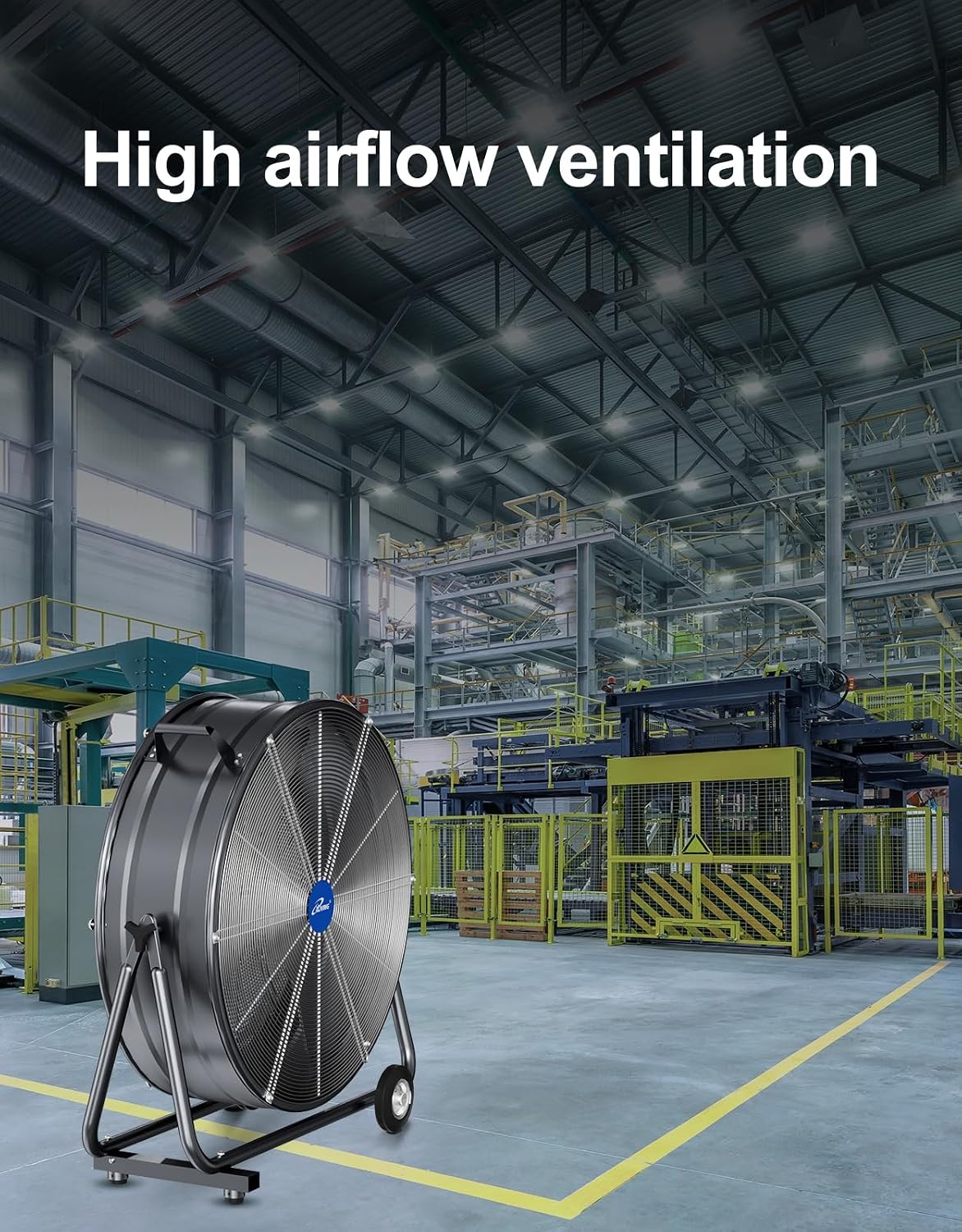 iLIVING 30 Inches High Velocity Drum Fan Industrial, Commercial, Air Circulator for Garage, Shop, Patio, Barn, Greenhouse, Speed Control 8300CFM, UL Listed,Black