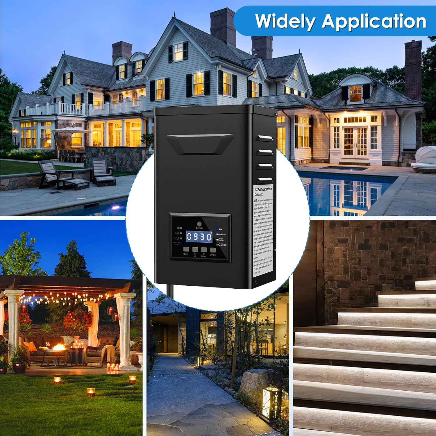 250W Low Voltage Landscape Transformer with Timer & Photocell for Landscape Lighting, 120V to 12V/15VAC, Stainless Steel, Weatherproof for Outdoor Landscape Lights,Yard Lights,Garden Lights