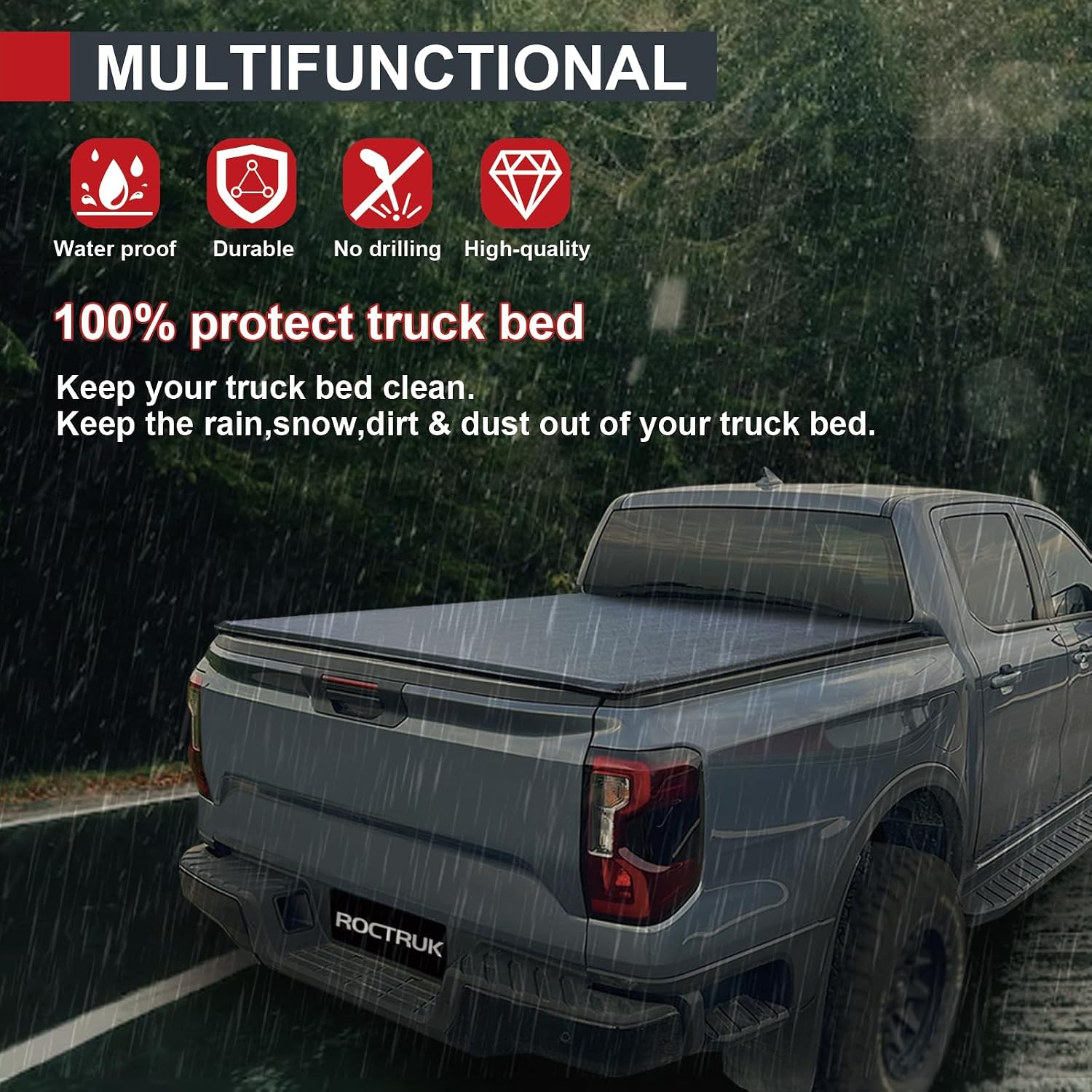 Soft Roll Up Vinyl Tonneau Cover Compatible for 2020-2026 Silverado Sierra 2500 HD 3500 HD 6'9' Short Truck Bed Cover