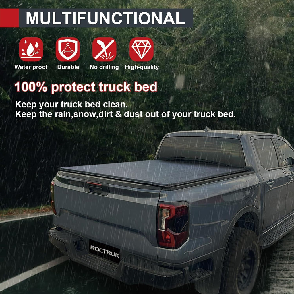 8'2' Soft Roll Up Tonneau Cover Compatible for 2015-2019 Chevy Silverado GMC Sierra 1500 2500 HD 3500 HD Vinyl Long Truck Bed Cover