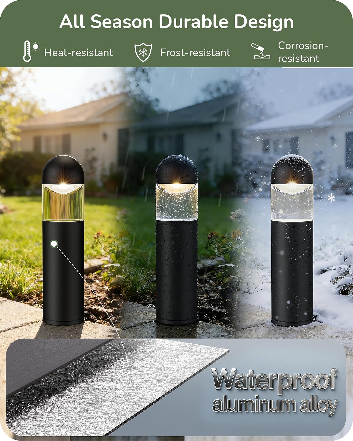 EDISHINE Low Voltage Landscape Lighting, 12V 3W 3000K Landscape Pathway Lights, Glass Aluminum Outdoor Pathway Lights Wired, Waterproof for Garden Yard Driveway, 50,000Hrs, CRI 80, Black, 10 Pack