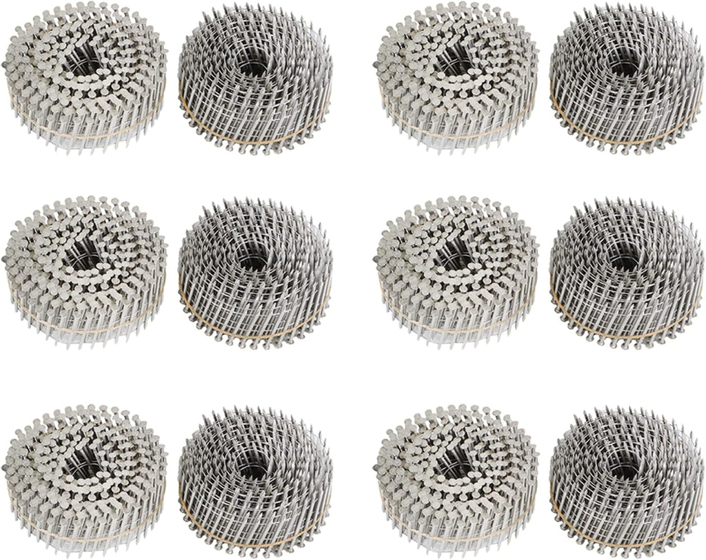 ‎Timunr 3600 Count Siding Nails Full Round Head Wire Collated 15-Degree 2 Inch x .090 Inch Ring Shank 304 Stainless Steel Coil Siding Nail