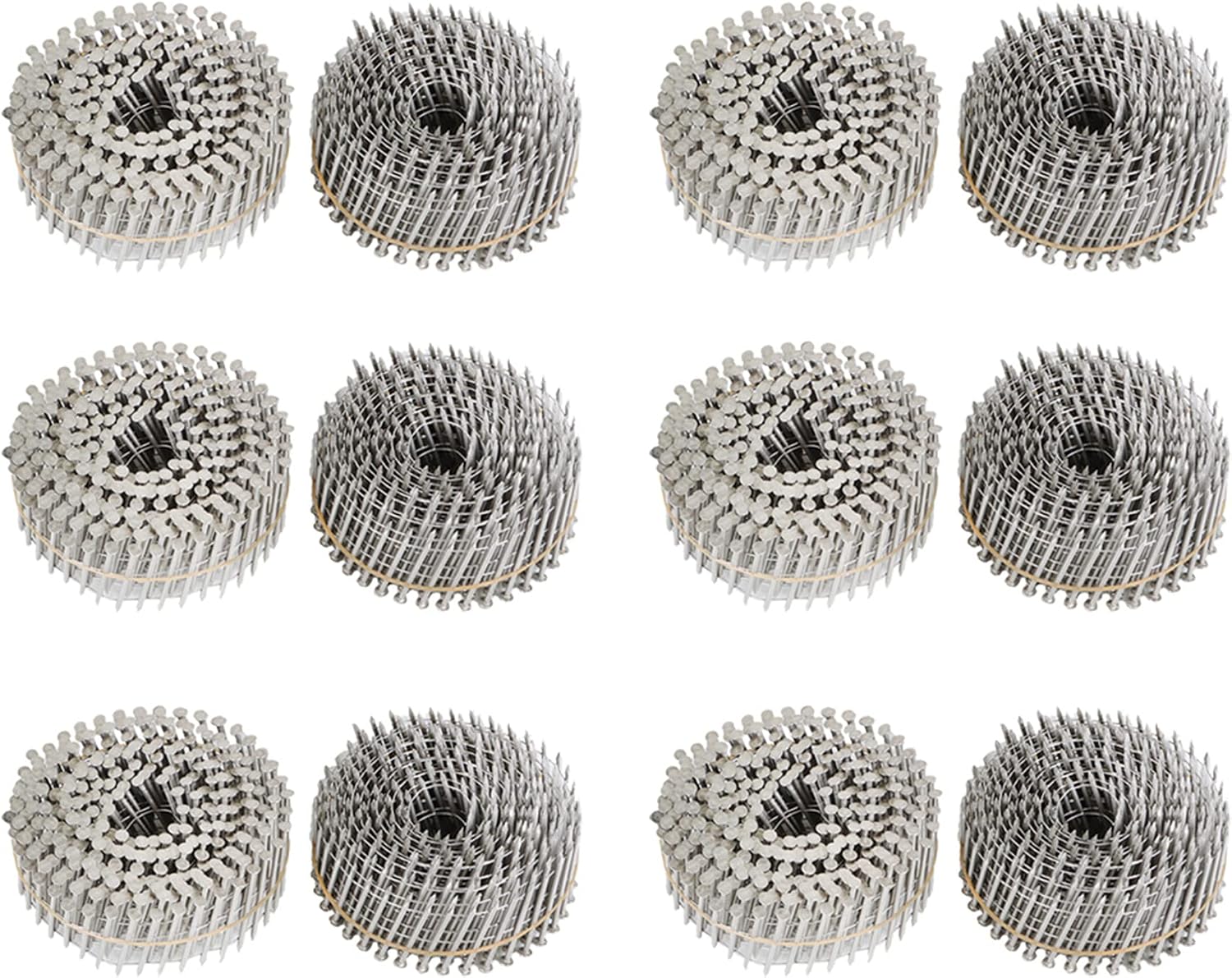 ‎Timunr 3600 Count Siding Nails Full Round Head Wire Collated 15-Degree 2 Inch x .090 Inch Ring Shank 304 Stainless Steel Coil Siding Nail