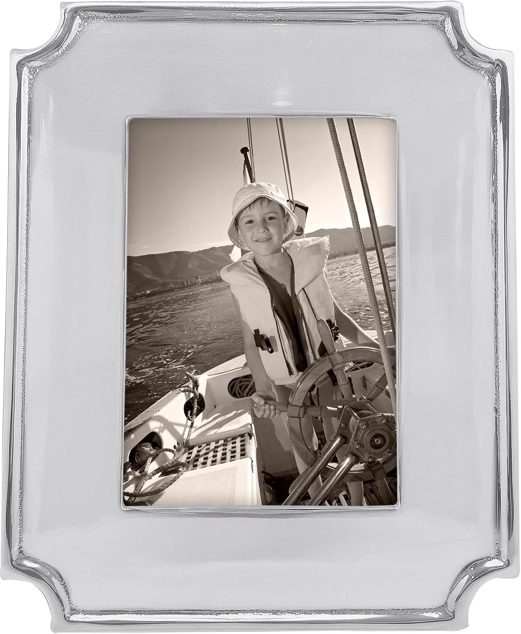 MARIPOSA LINZEE 5x7 ENGRAVABLE FRAME | SILVER | BRILLANTE | FRAMES | ENGRAVABLE FRAMES | RECYCLED SANDCAST ALUMINUM | HANDMADE IN MEXICO