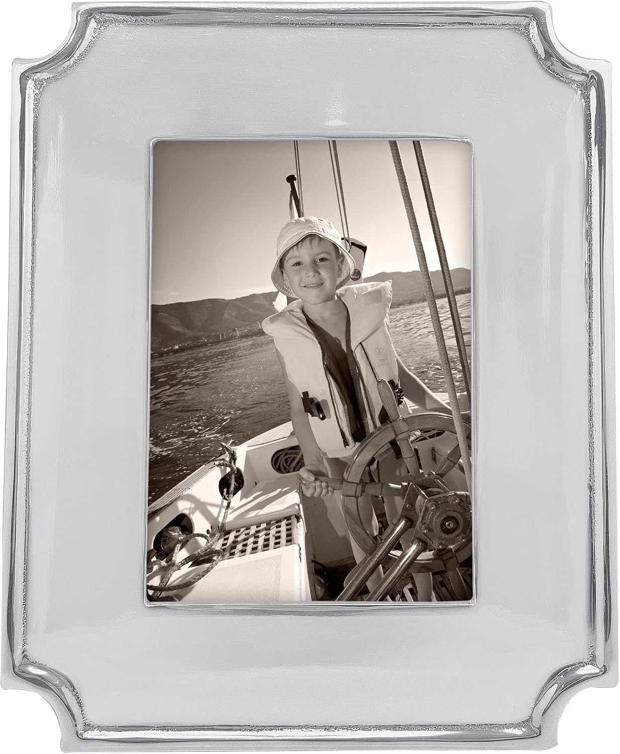 MARIPOSA LINZEE 5x7 ENGRAVABLE FRAME | SILVER | BRILLANTE | FRAMES | ENGRAVABLE FRAMES | RECYCLED SANDCAST ALUMINUM | HANDMADE IN MEXICO