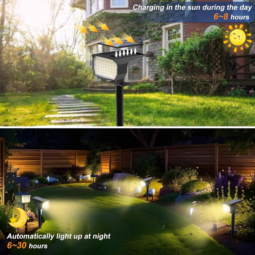 WENATY 18 Pack Solar Spot Lights Outdoor, 46 LEDs, Yellow, Floodlight, Outdoor, Solar Powered, Flush Mount, LED, Polished Plastic, 800 Lumen, Waterproof, 4 Count, Removable, Spotlights, Solar Light