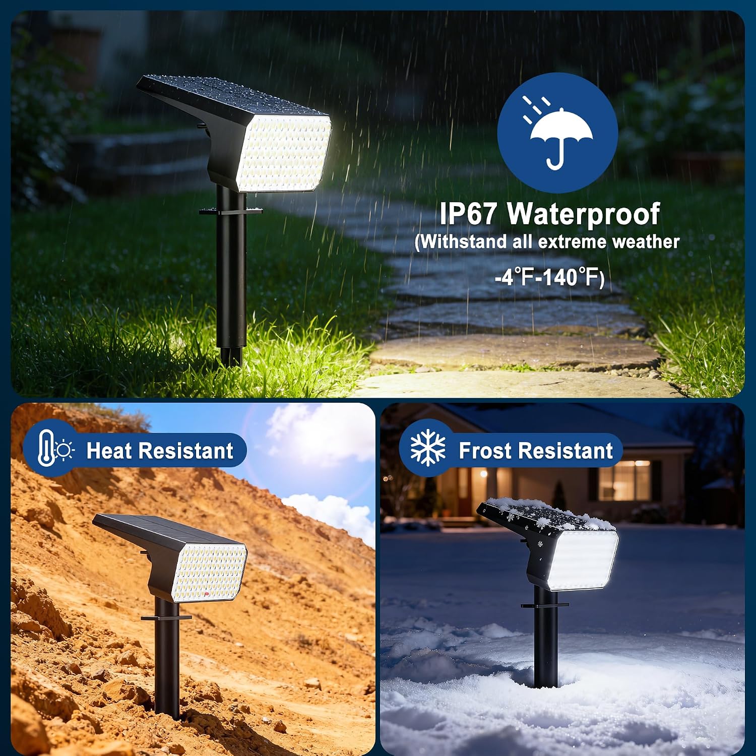 LANSOW Solar Spot Lights Outdoor 90LED 12 Pack Cool White& Solar Lights Outdoor Waterproof 8 Pack Color Changing