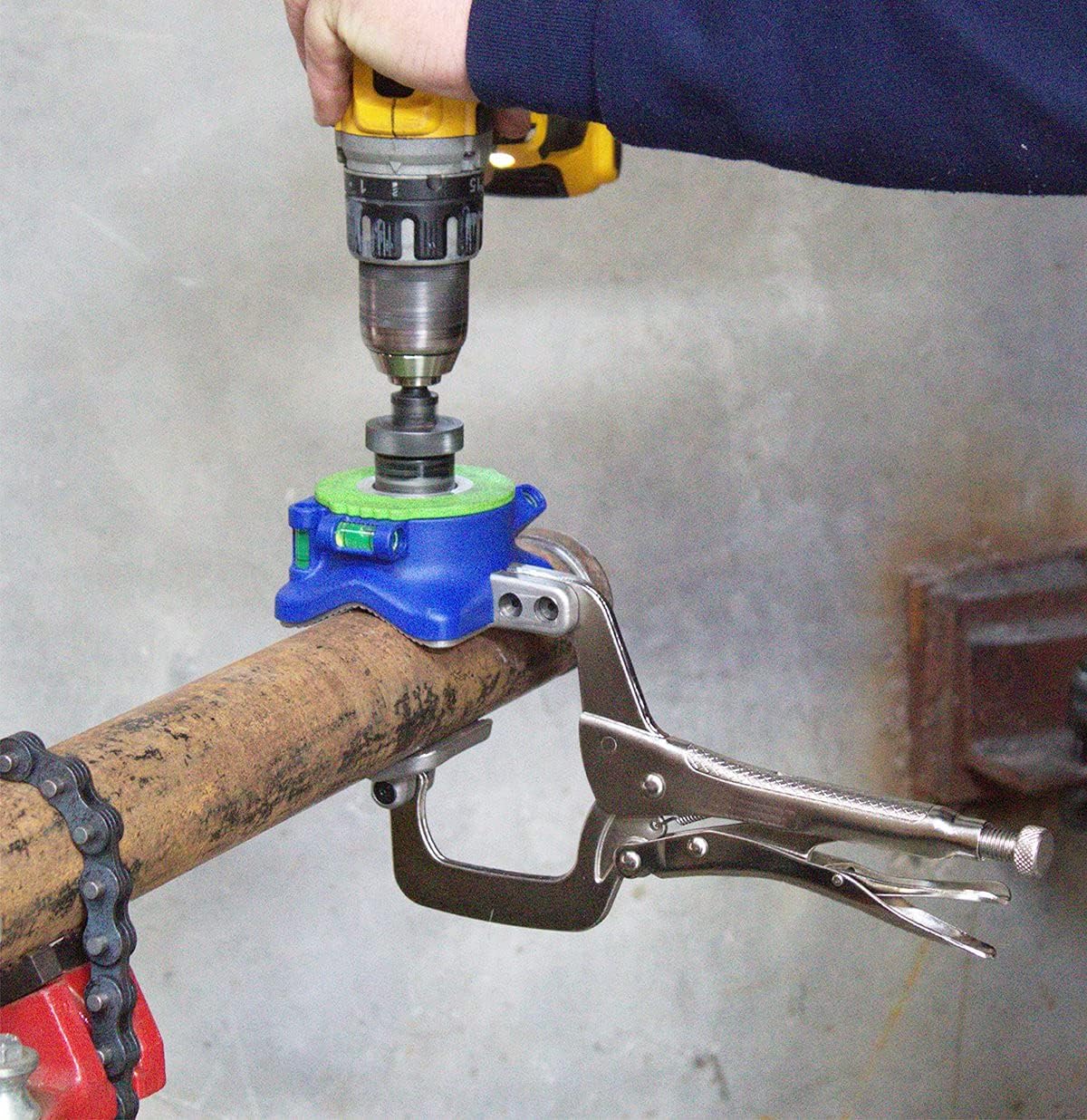HoleMaster Pipe Hole Cutter Clamp Jig cut up to 2inch Hole in 4inch Pipe (Drill Not Included)