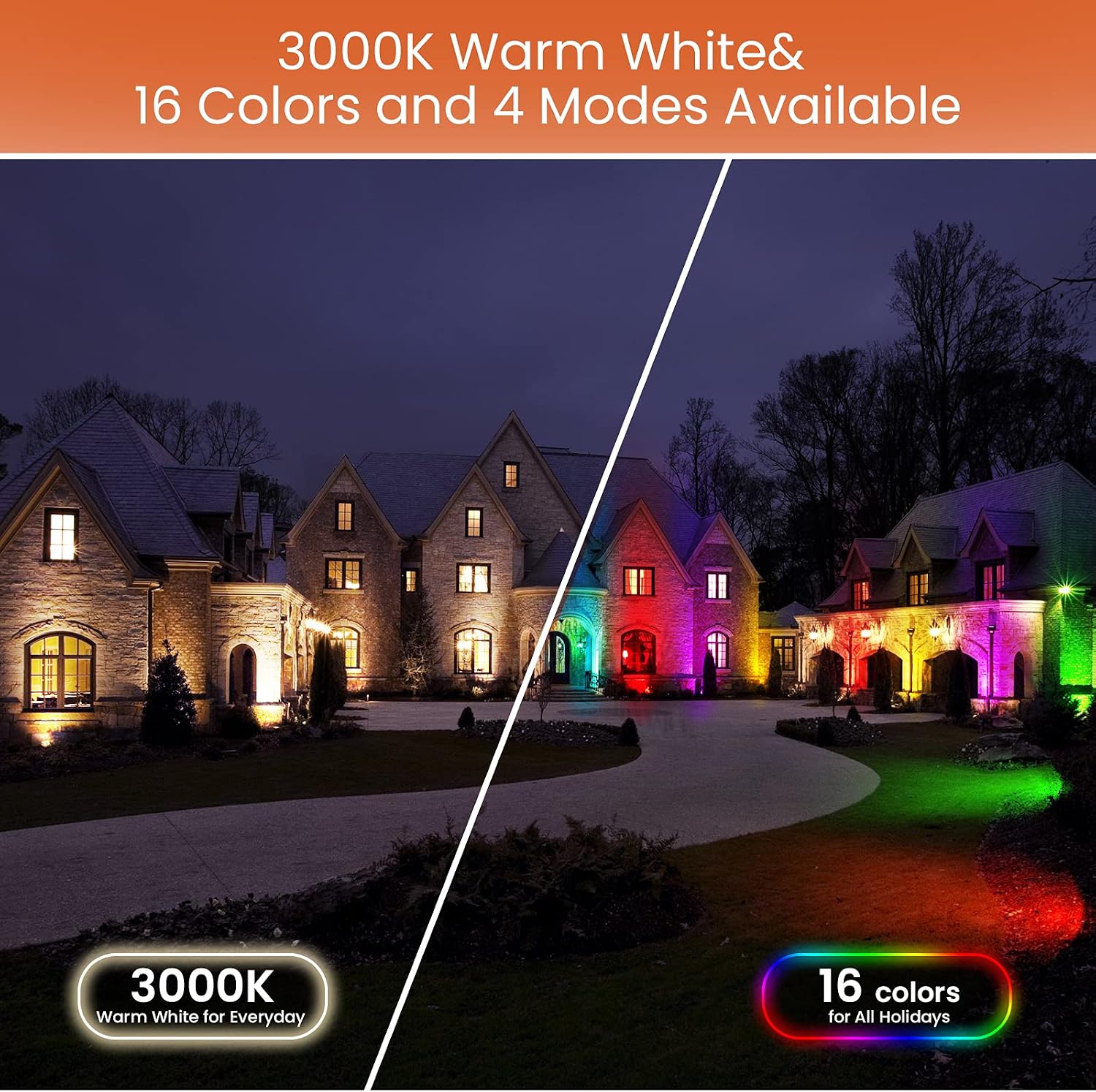 Landscape Lights 10W Christmas Spot Lights Outdoor RGBW Color Changing RGB and Warm White AC 110V-240V LED Landscape Lighting Remote Control Spotlight for Outdoor Yard Garden Lawn (6Pack)