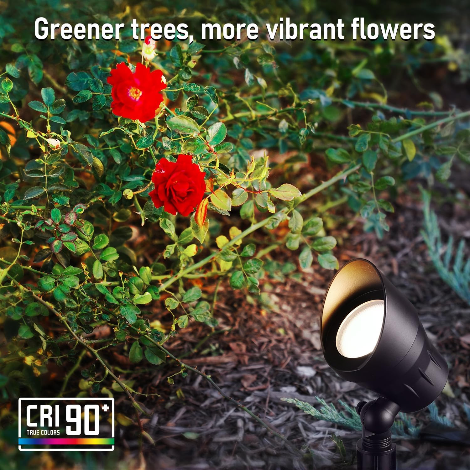 LEONLITE 4-Pack 5W LED Landscape Spotlight, AC/DC 12V Low Voltage, IP65 Waterproof Non-Dimmable, Bronze Aluminum Housing, 3000K Bundle 100ft 16/2 Low Voltage Landscape Lighting Cable, Black