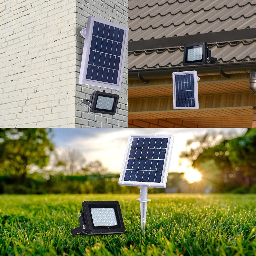 Led Floodlight Solar Floodlight with Remote Control | Two-Color Dimming Intelligent Timing Brightness Adjustable | Waterproof Outdoor Spotlight Security Lighting