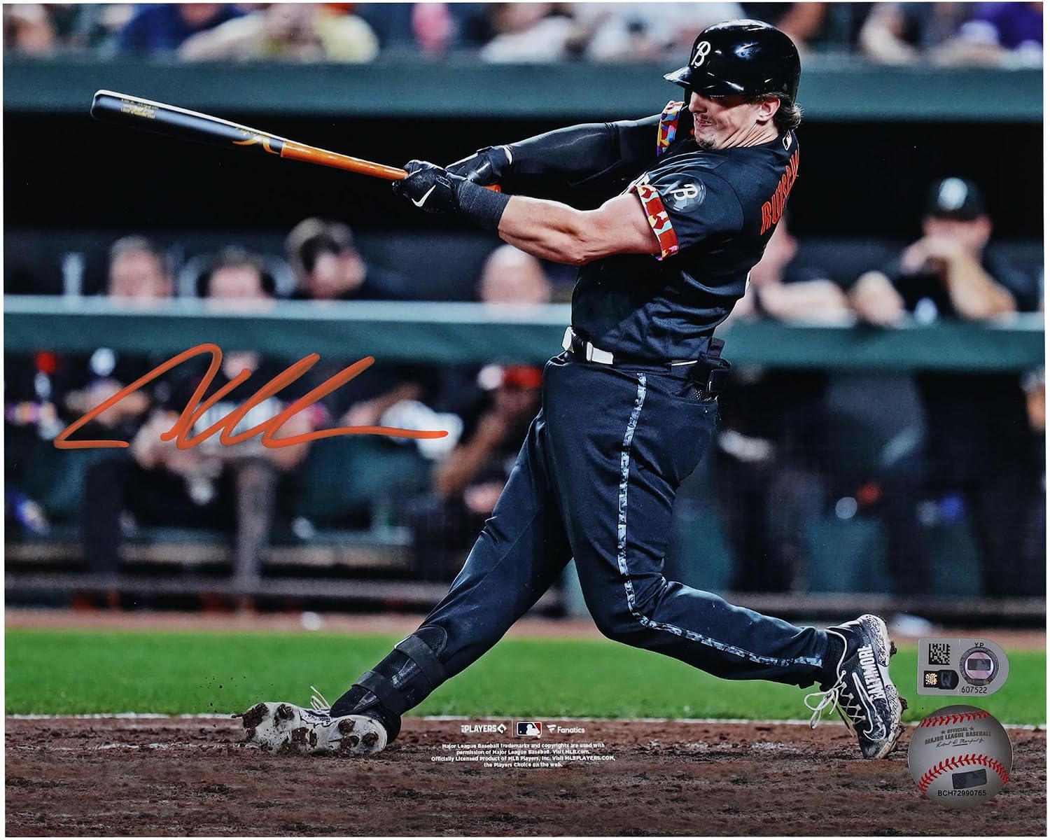 Adley Rutschman Baltimore Orioles Autographed 8' x 10' City Connect Jersey Swing Photograph - Autographed MLB Photos