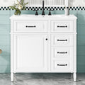 36' Bathroom Vanities with Sink Top, Bathroom Cabinet with Soft-Closing Door with Rack, 4 Drawers(with Tip-Out Drawers), Adjustable Shelf, Solid Wood Frame, White