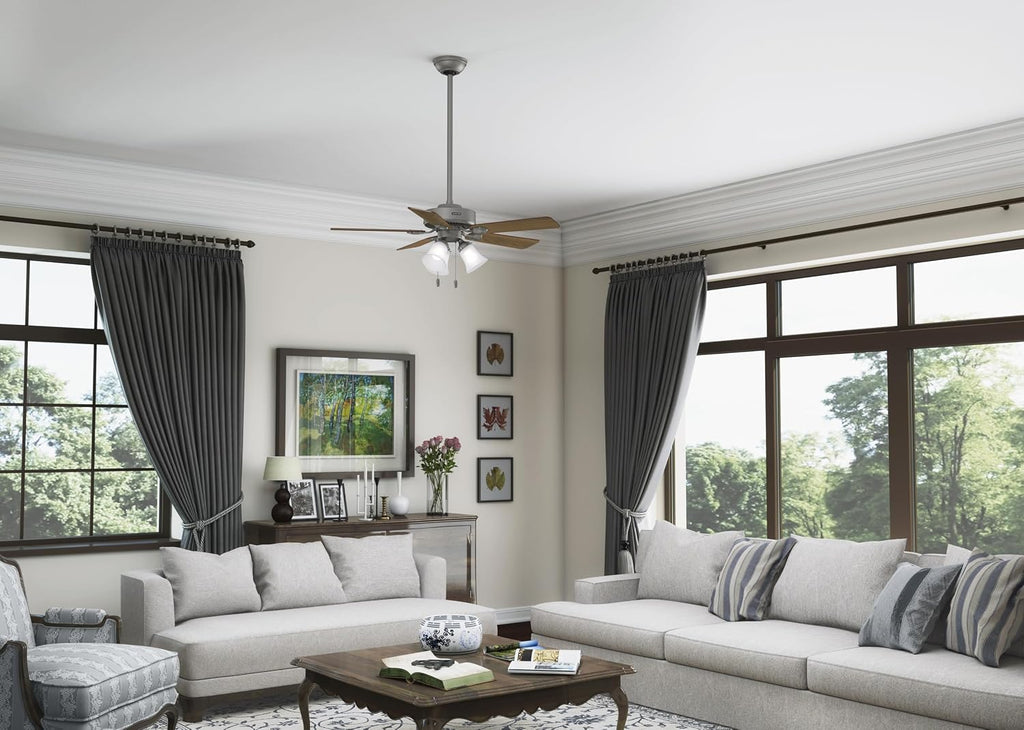 Hunter - Swanson 44-inch Indoor Matte Silver Energy Star Ceiling Fan with LED Light Kit, 4-speed DC Motor, 52779