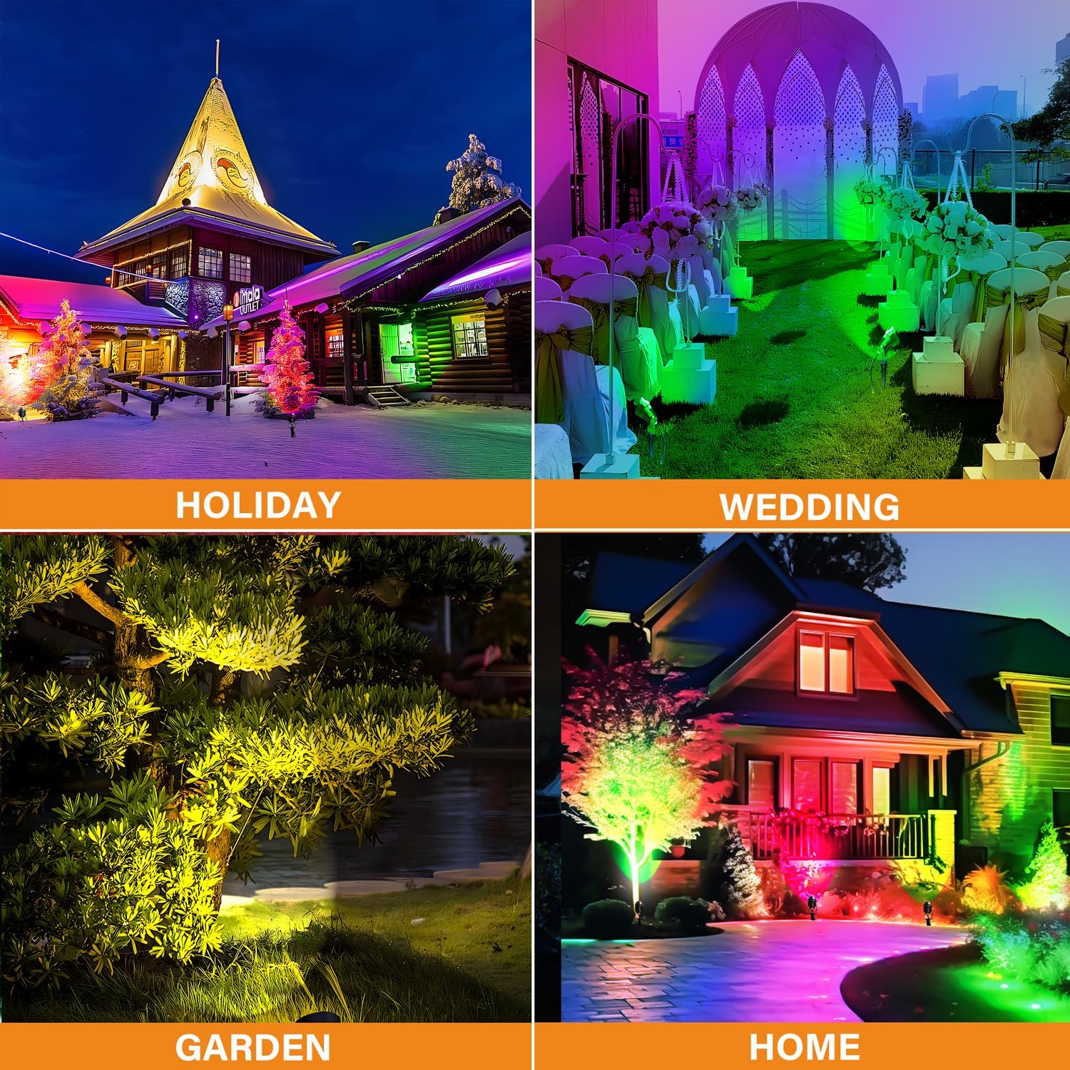 Low Voltage RGBW LED Landscape Lights Spot Lights Outdoor for Yard Garden Decor Spotlight, 12V-24V Low Voltage Landscape Lighting with 16 Color Changing and Remote IP68 Waterproof (12)