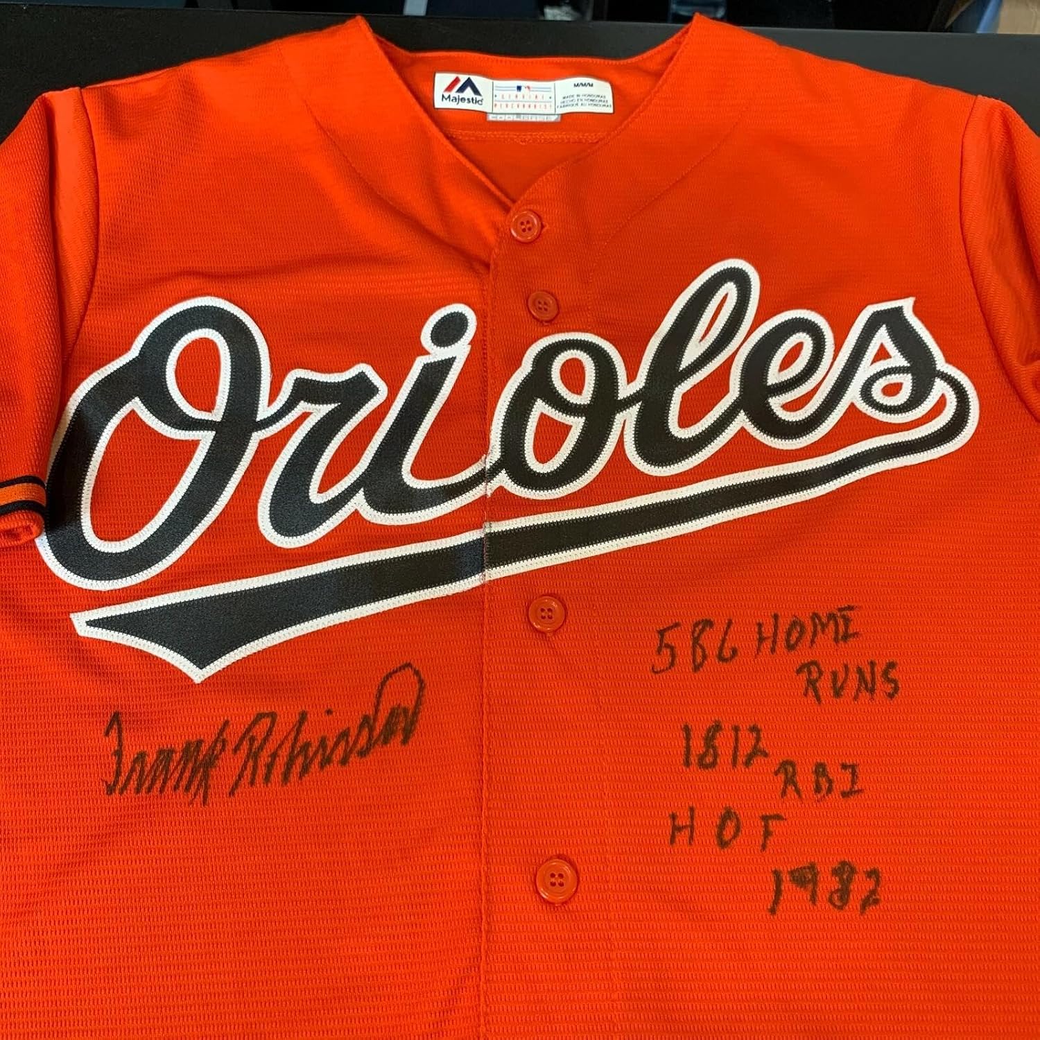 Frank Robinson Signed Heavily Inscribed Stats Baltimore Orioles Jersey PSA DNA - Autographed MLB Jerseys