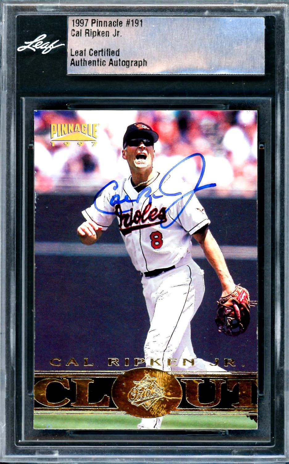 Cal Ripken Jr. Autographed 1997 Pinnacle Aficionado Card #191 Baltimore Orioles Leaf SKU #243519 - MLB Autographed Baseball Cards