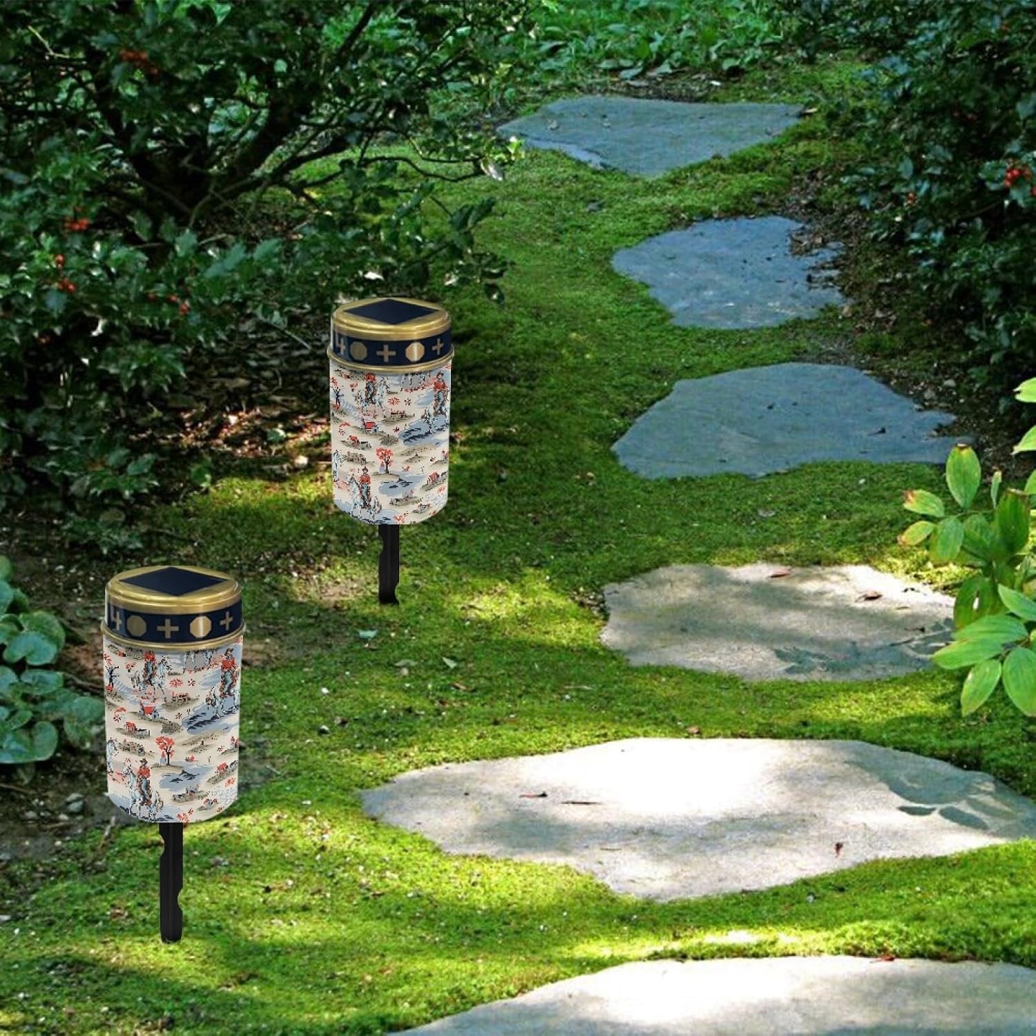 Western Cowboy Horse Garden Stake Solar Lights Outdoor Pathway Lights for Yard Patio,Horse Solar Walkway Lights,Flameless Landscape Lighting,Solar Lantern for Home Path