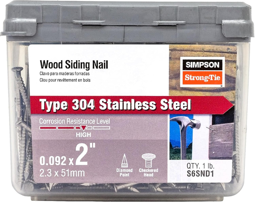 Simpson Strong-Tie S6SND1 Wood Siding Nail 2-in. x .092-in. Type 304 Stainless Steel (1 lb.) (Pack of 10)