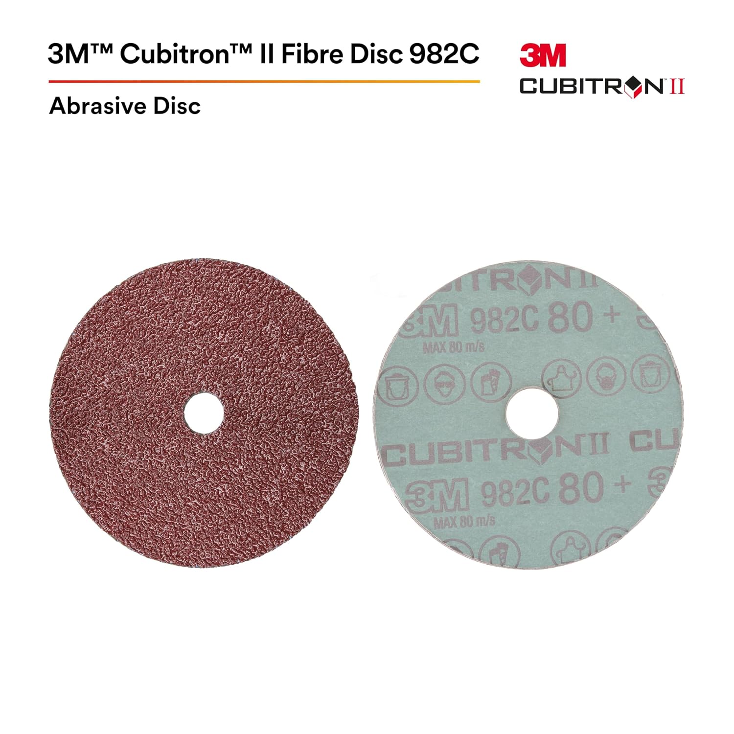 3M Fibre Disc 982C, Pack of 25, 4-1/2 in, TN Quick Change, 60+ Grit Precision-Shaped Grain Abrasive Discs, for Heavy Grinding, Deburring, Beveling, Finishing, and Weld Removal