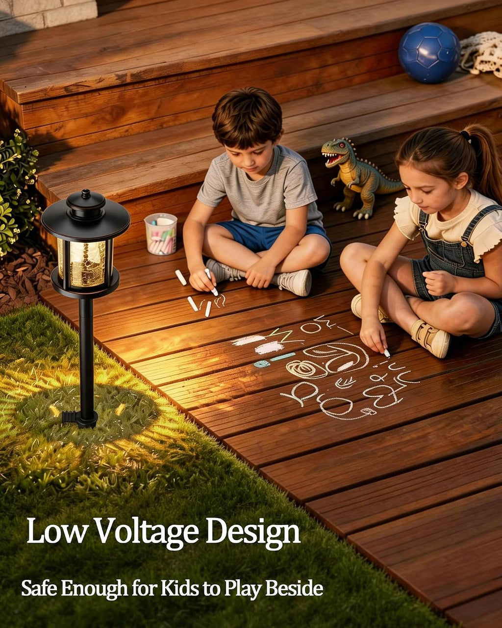LITFIT Low Voltage Landscape Lighting, 12V 3.4W 155LM 3000K Outdoor Path Lights with Connectors, Crackled Shade, ORB Finish, Waterproof Aluminum LED Walkway Light Wired for Garden Yard, 12 Pack