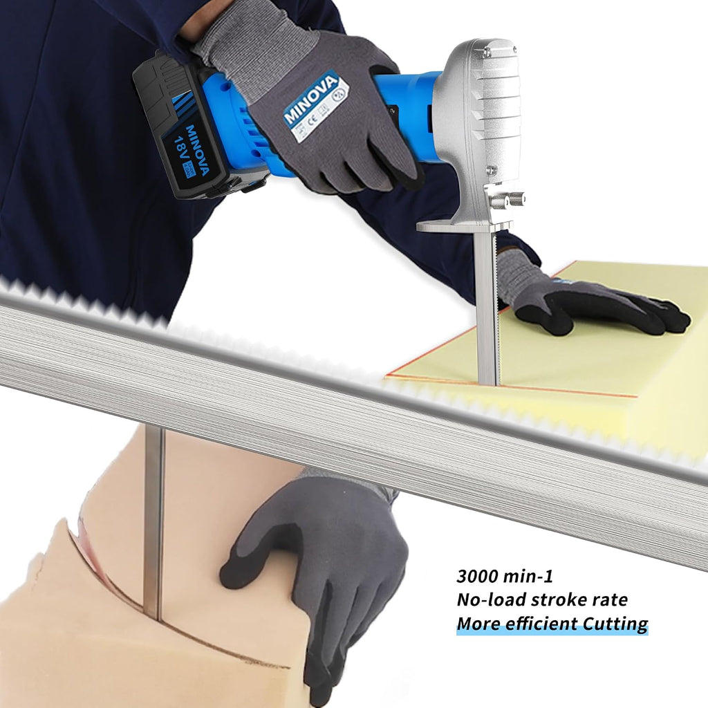 Brushless Foam Rubber Cutter 8' Kit 4.0Ah 18V, Cutting of All Densities of Rubber, Upholstery Foam Cushion & Flexible Plastic Foam, Heavy-Duty Cutting Tool (Cordless)