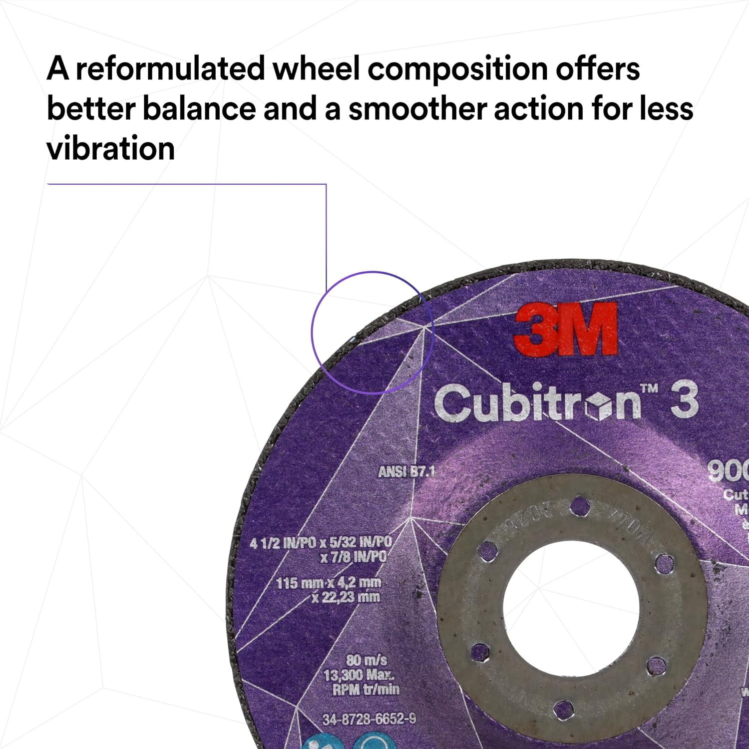 3M Cubitron 3 Cut and Grind Wheel, 89160, 36+, T27, 5 in x 1/8 in x 7/8 in, Pack of 10, ANSI, Longer Life, Faster Cut, Back-Gouging, Fillet Weld Removal, Cutting, Grinding