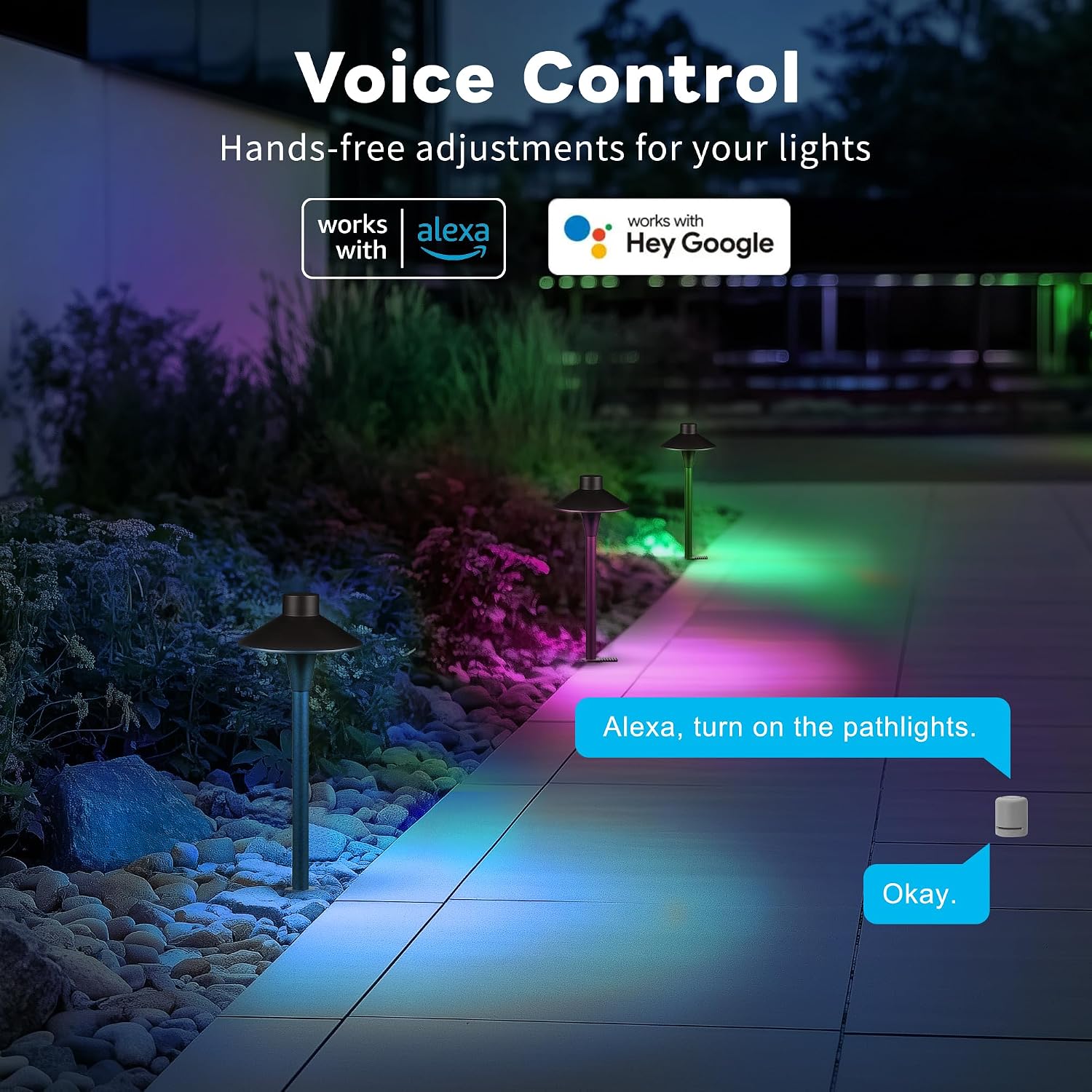 Smart RGBCW Landscape Path Lights, 12V App Color Changing Pathway Light Wired Waterproof with Timer, Hat Shape Low Voltage LED Outdoor Pathlight Aluminum 5W ORB for Sideway Step (8 Pack)