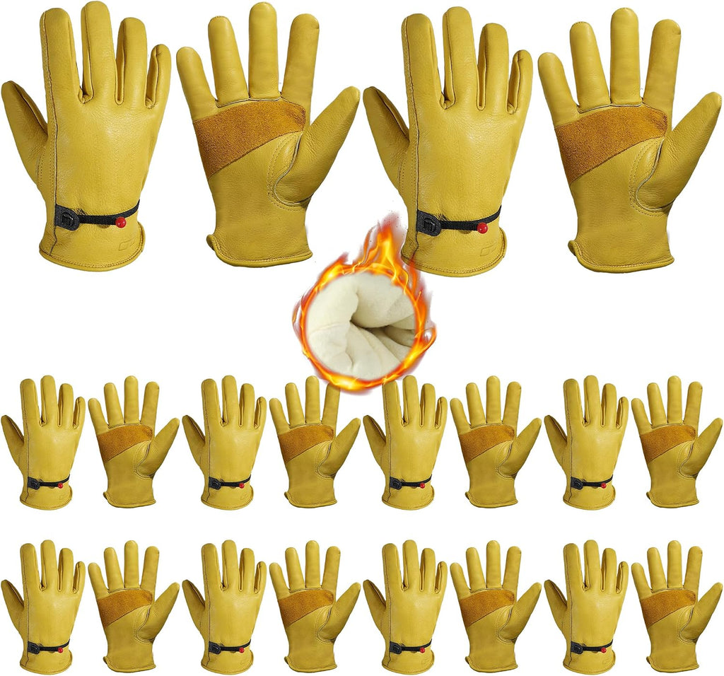 HANDLANDY HLDD Winter Work Gloves, Insulated Leather Work Glove with Abrasion Protection & Thinsulate Lining for Cold Weather