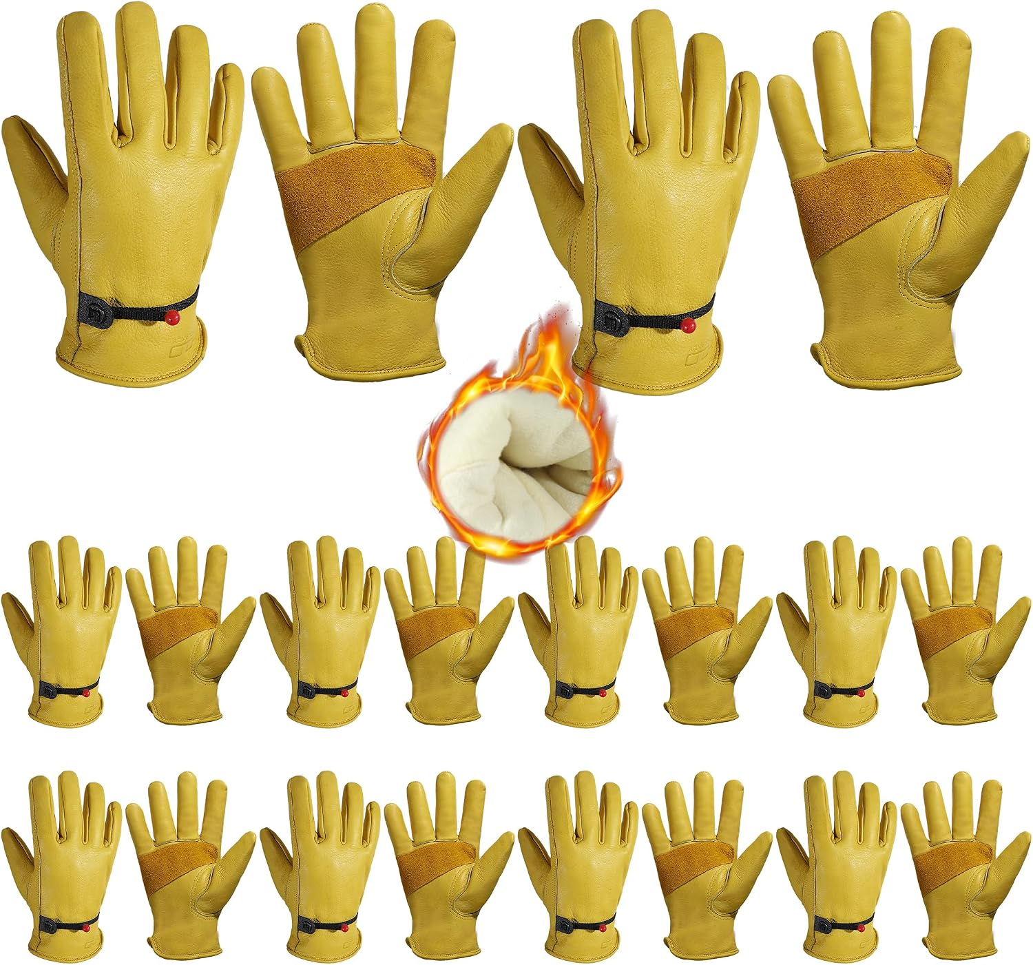HANDLANDY HLDD Winter Work Gloves, Insulated Leather Work Glove with Abrasion Protection & Thinsulate Lining for Cold Weather