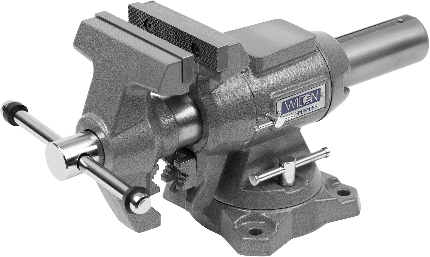Wilton 4-1/2' Multi-Purpose Bench Vise, 360° Rotating Head & Base, 4' Max Opening (450P) & 5-1/2' Multi-Grip Vise Jaw Pads (21111)
