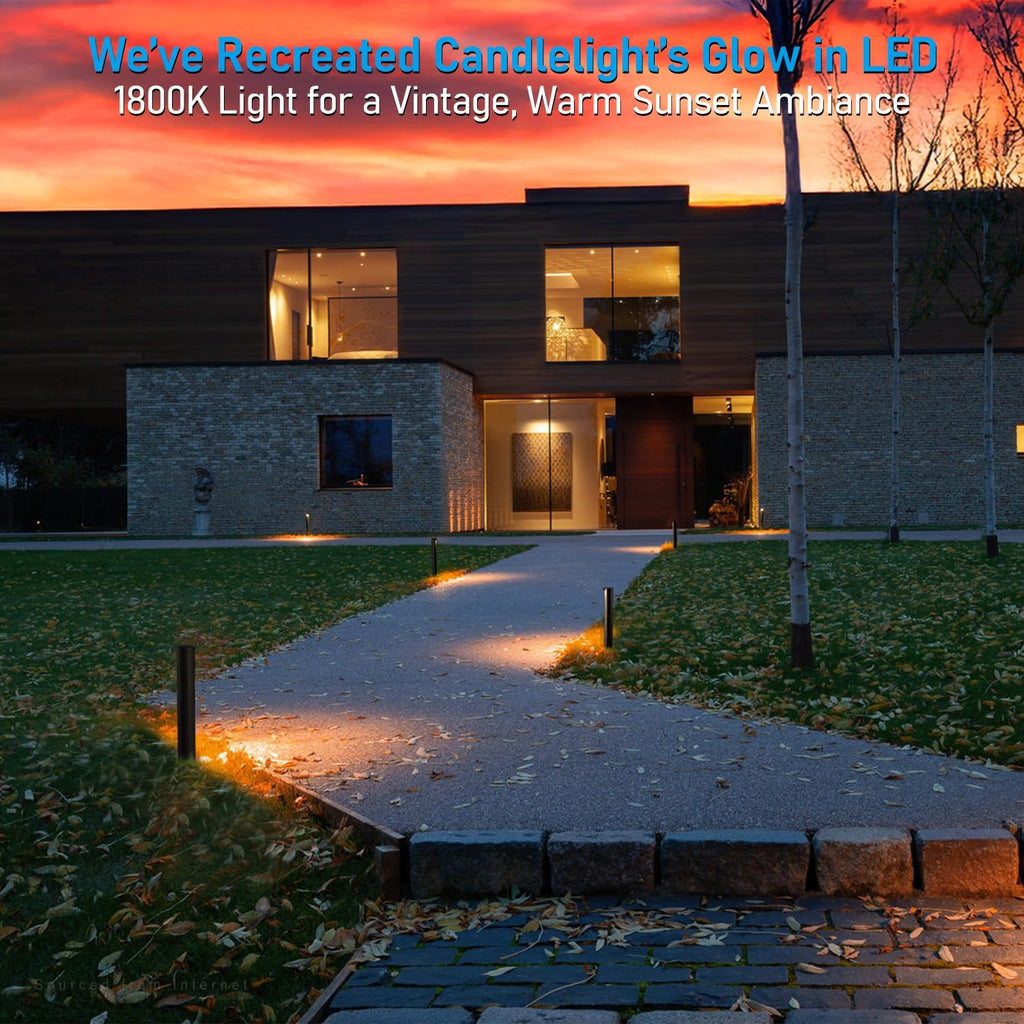 LEONLITE 5CCT Low Voltage Landscape Lights, 5W Anti-Glare LED Pathway Lights, Die-Casted Aluminum Housing, IP65 Waterproof for Outdoor Path Sidewalk Walkway, 1800K-5000K, ETL, Pack of 12
