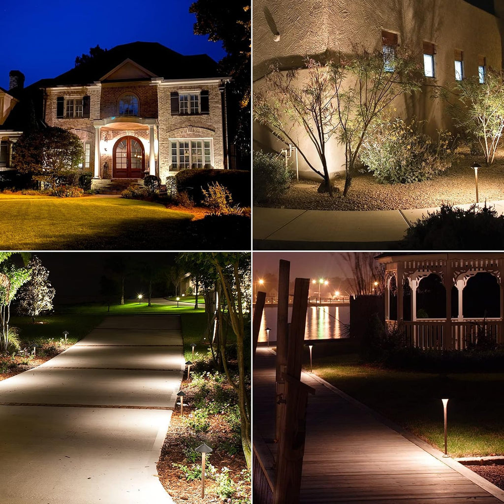 VENUS MANUFACTURING 12V Landscape Lights Kits with 60W Outdoor Landscape Transformers Timer and Photo Sensor & 6 Pack Black 3Watt LED 200 Lumen Landscape Spotlight 3000K Warm White Tree Flood Lights