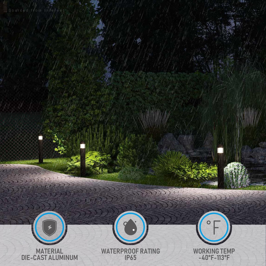 LEONLITE 3CCT LED Bollard Landscape Pathway Light, 43' 14W/19W/24W Adjustable Watts, 120V-277V Commercial Bollard Fixture, 0-10V Dimmable UL Listed Landscape Area Light, Louvered