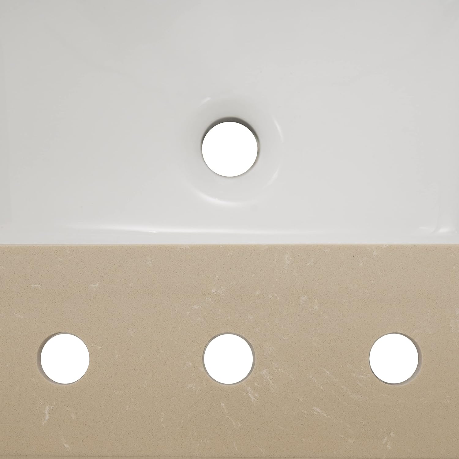 MSI Cosmic Sand Vanity Top with Under Mount Rectangle Double Bowl Ceramic Sinks, Engineered Marble Stone, 4' CC Faucet Holes, 61'X22'