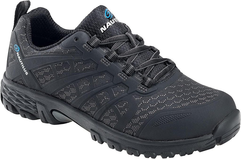 Nautilus Stratus Men's Athletic Work Shoe by FSI Oil and Slip Resistant, Steel Safety Toe, Ultra Lightweight, N1911-Black
