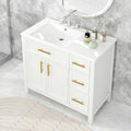 Harper & Bright Designs 36' Bathroom Vanity with Sink, Bathroom Cabinet with Two Doors and Three Drawers, White Undermount Left Side SinkVanity Countertop, Solid Wood Frame