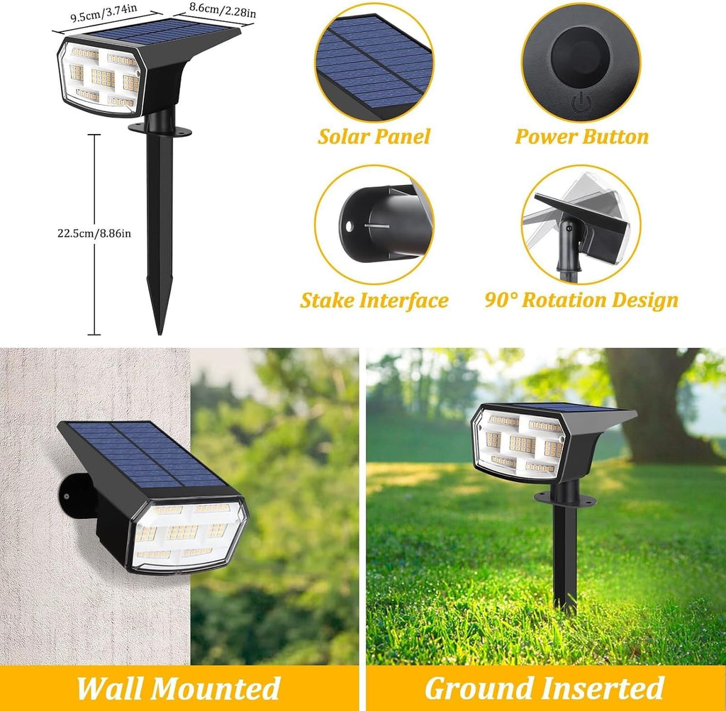 Solar Lights Outdoor Garden Solar Spot Lights Outdoor LED Waterproof for Yard with Landscape Front Door Ornaments