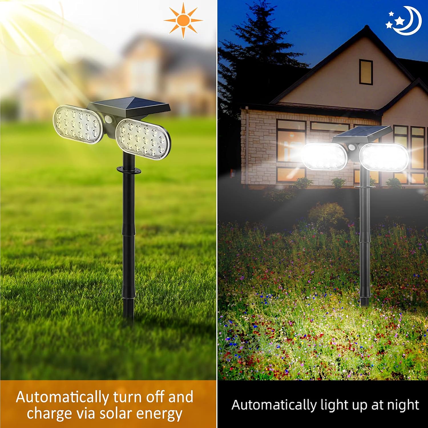 EMANER (Bundle 10Pack) Solar Spot Light with Motion Sensor, Solar Yard Light Dusk to Dawn Outdoor Waterproof