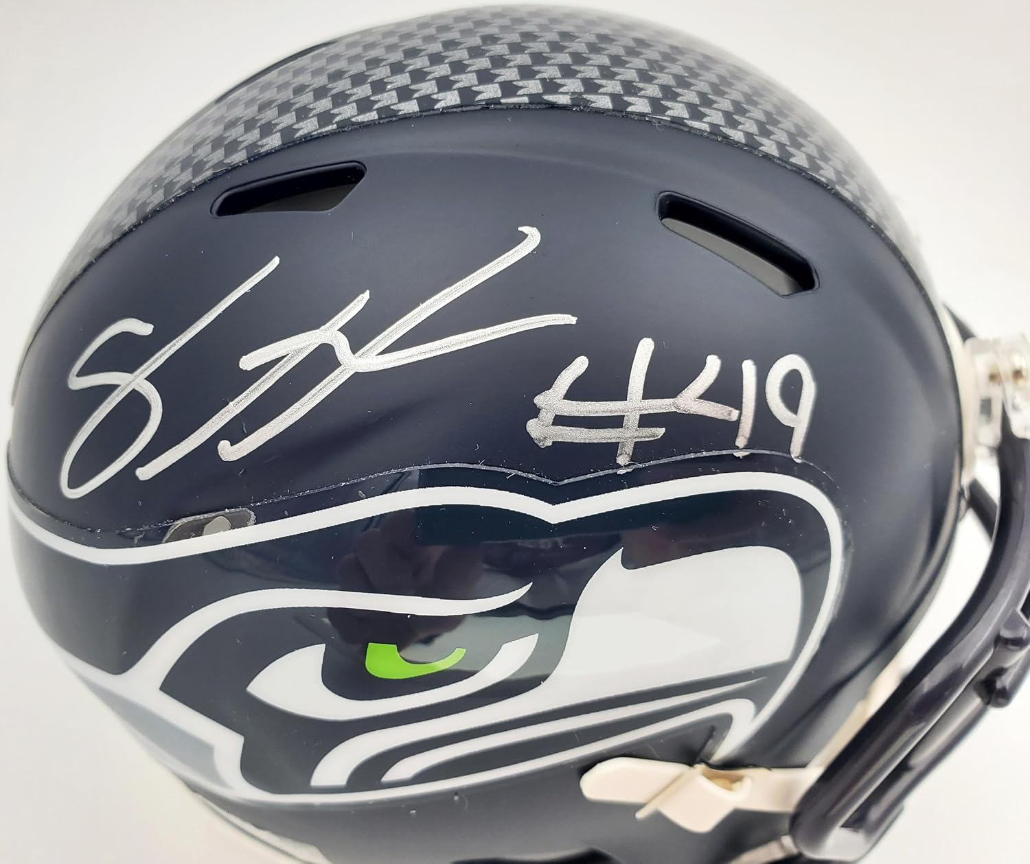 Shaquem Griffin Autographed Seattle Seahawks Mini Helmet In Silver MCS Holo Stock #134383 - Autographed NFL Mini Helmets