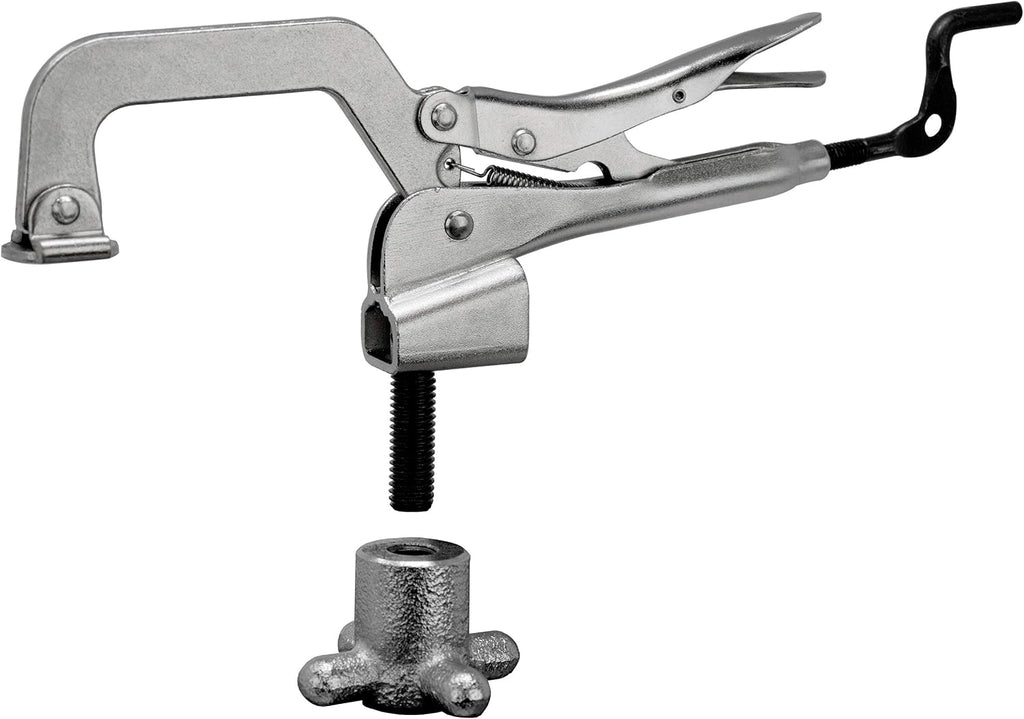 Wilton Low-Profile Drill Press Vise, 4' Jaw Width, 4' Jaw Opening, 1-1/2' Jaw Depth (Model LP4) & Strong Hand Tools PTTD634 Drill Press Clamp with Crank Handle, Quick-Set Hold Down Clamp