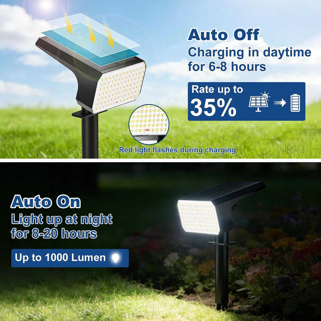 LANSOW Solar Spot Lights Outdoor 90LED 12 Pack Cool White& Solar Lights Outdoor Waterproof 8 Pack Daywhite