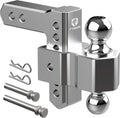 Tyger Auto Adjustable Drop Hitch Dual-Ball Mount with 2' and 2-5/16' Towing Balls | Fits 2' Receivers | 12500 lbs GTW | Aluminum | Trailers Boats ATVs RVs | TG-DB6U12047