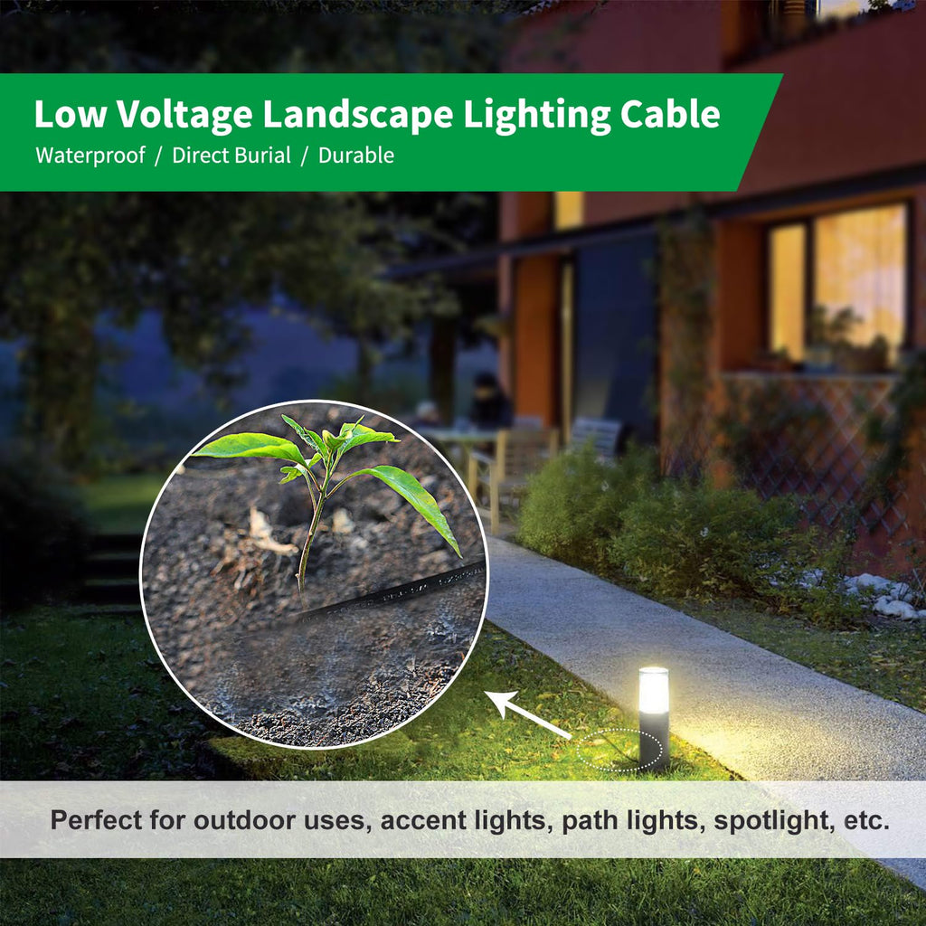 FIRMERST 12/2 Low Voltage Landscape Wire Outdoor Lighting Cable 500 Feet, 12 Gauge 2 Conductor