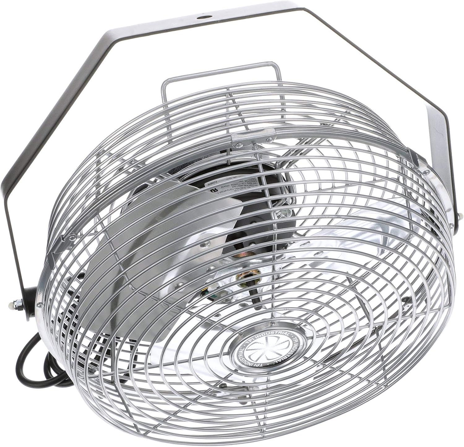 TPI U-12-TE Wall Mount Heavy Duty Ceiling Barn Fan for Garage, Shop, Workstation, Patio, 12' High-Velocity Commercial Indoor/Outdoor Fan, 1/12 Hp