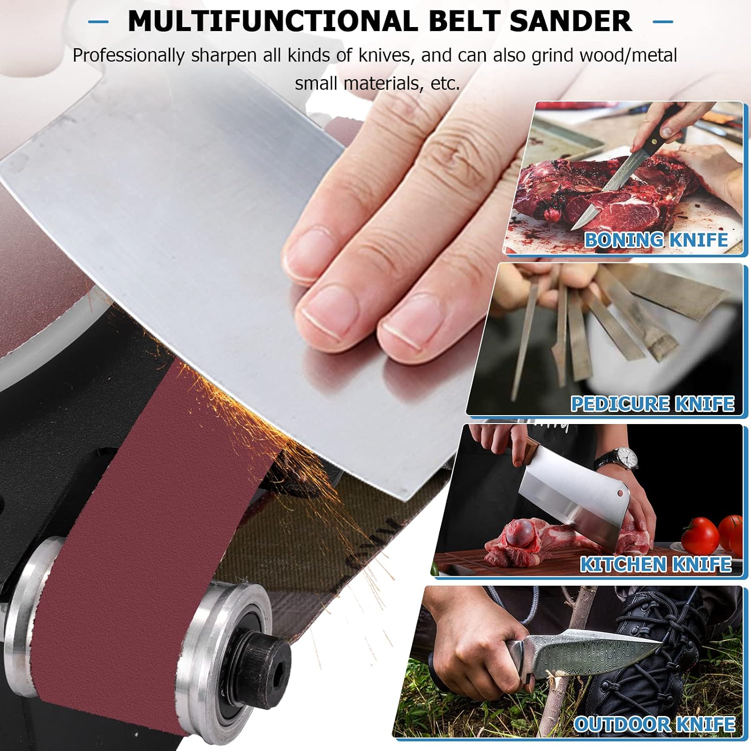 MXBAOHENG Mini Disc Sander 6-Inch Electric Mini Belt Sander 1.2-Inch by 15-Inch, Small Sanding Belt Machine for Wood Crafts Metal Stone Grinding 100W 8000RPM (Model A)